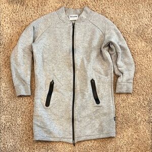 Gray Zip-Up Jacket with Black Accents